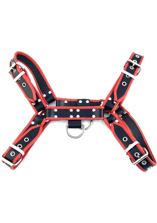 Rouge Oth Adjustableleather Front Harness - Black/Metal/Red - Large