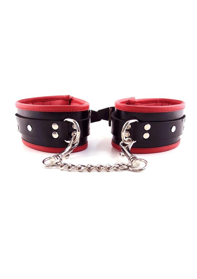 Rouge Padded Leather Adjustable Ankle Cuffs