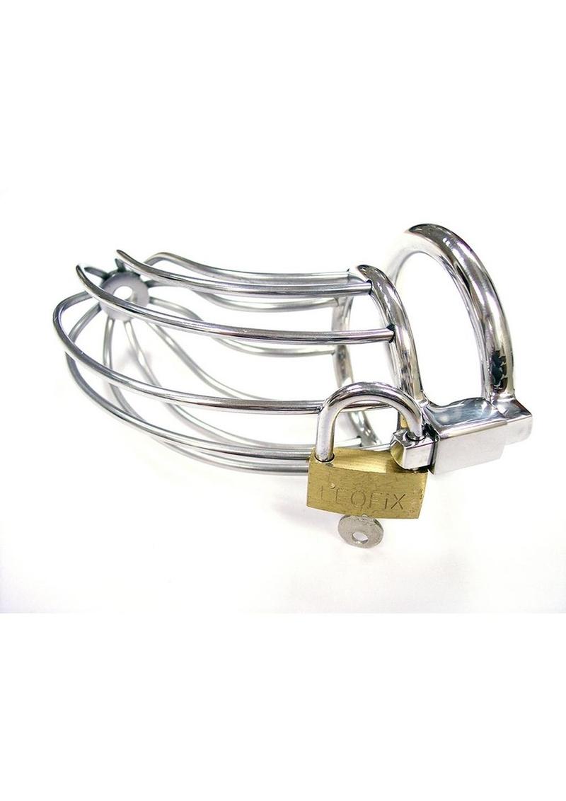 Rouge Stainless Steel Chastity Cock Cage with Padlock