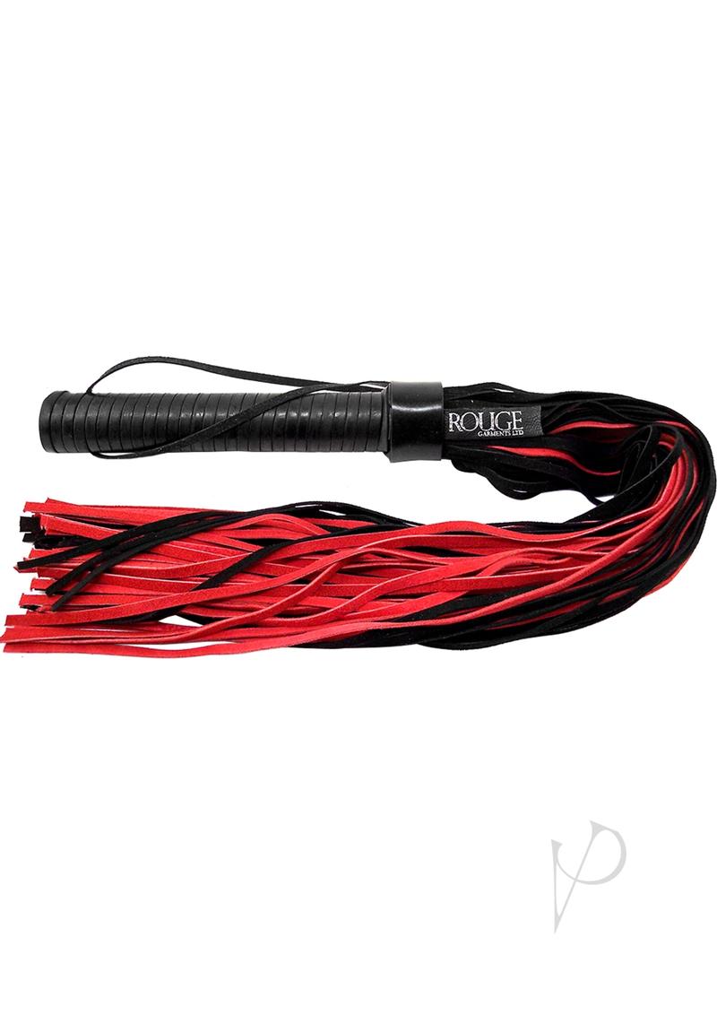 Rouge Suede Flogger with Leather Handle - Black/Red