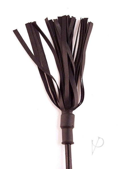 Rouge Wooden Handle Leather Riding Crop - Black