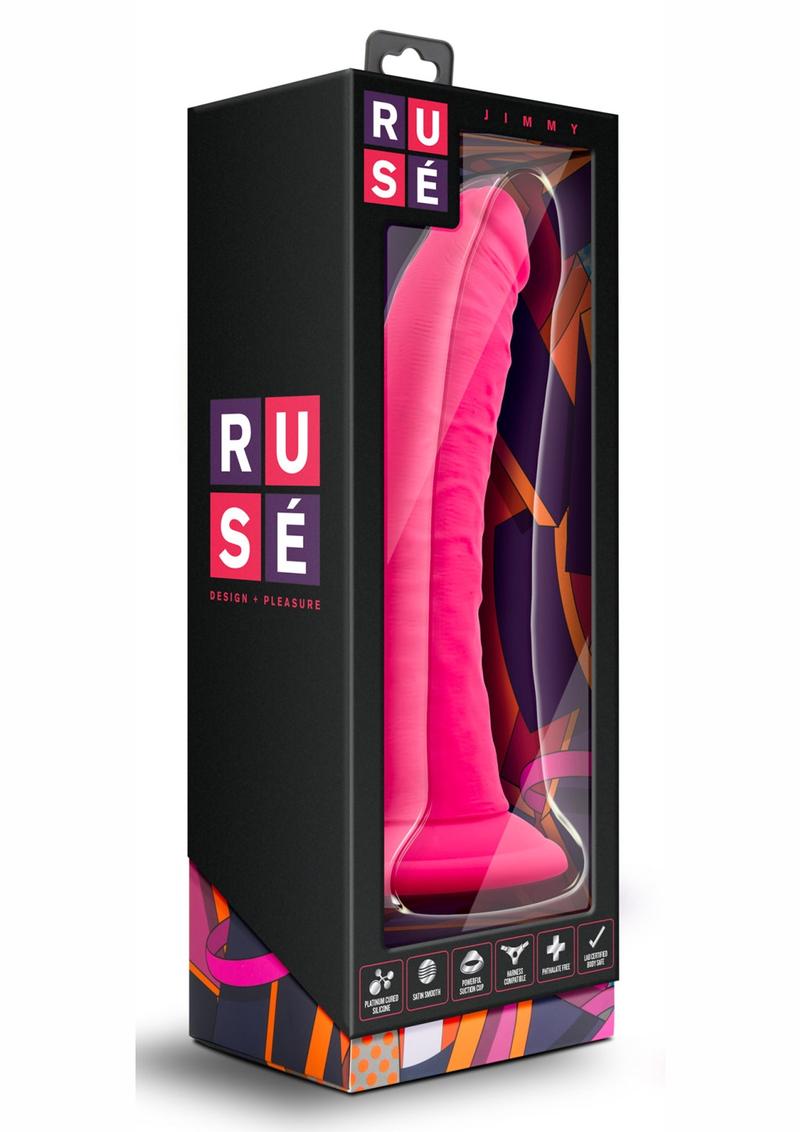 Ruse Jimmy Silicone Dildo - Hot Pink/Pink - 7.5in