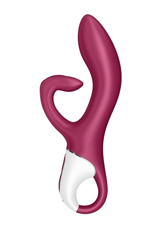 Satisfyer Embrace Me Silicone Rechargeable Vibrator with Clitoral Stimulation - Berry/Pink