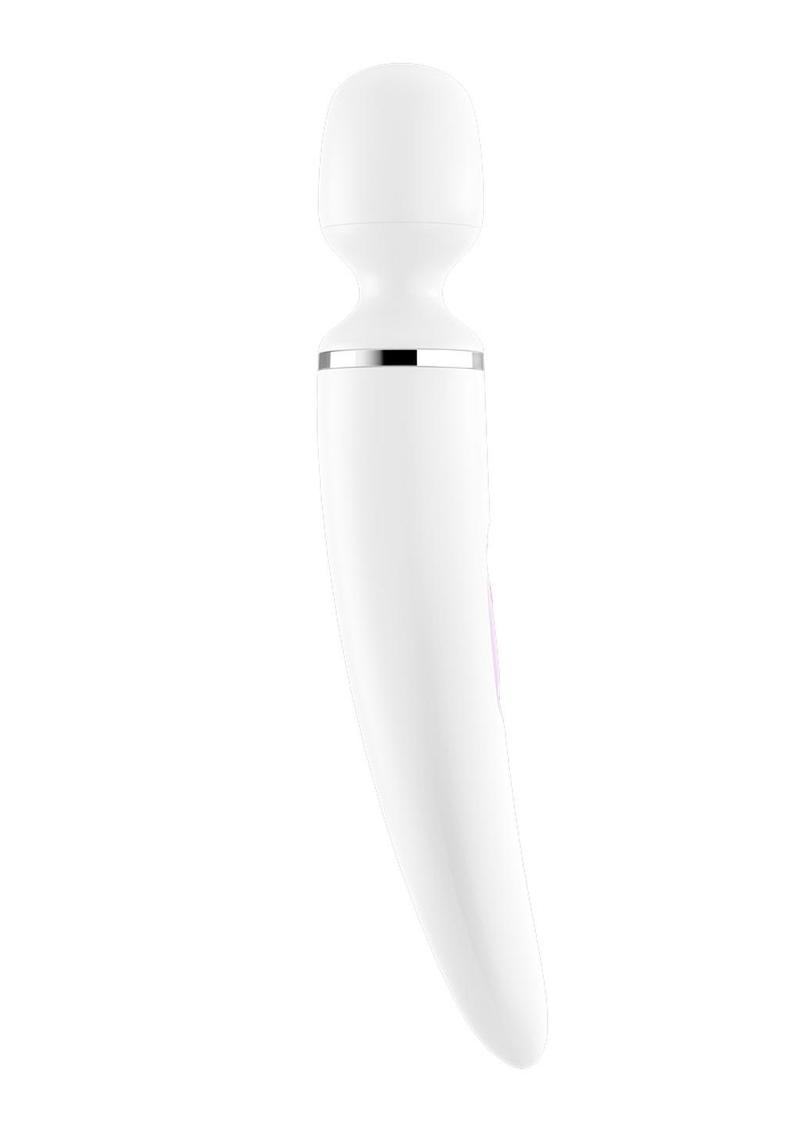 Satisfyer Wand-Er Woman USB Rechargeable Silicone Massager 13in - White/Chrome