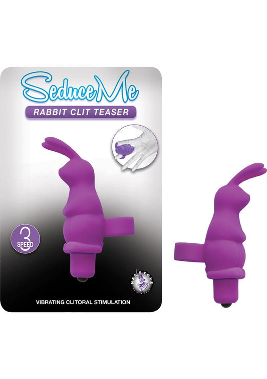 Seduce Me Rabbit Clit Teaser Silicone Finger Massager - Purple