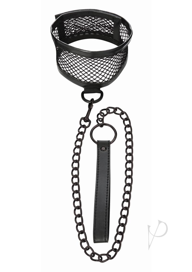 Sex and Mischief Fishnet Collar and Leash - Black