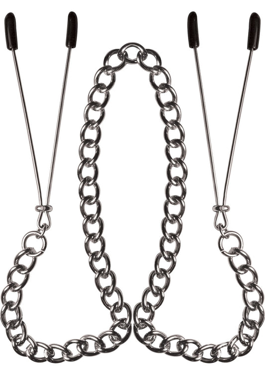 Sex and Mischief Tug On My Heart Adjustable Nipple Clips with Chain - Metal