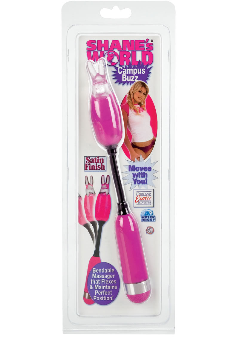 Shane's World Campus Buzz Massager with Removable Bunny Sleeve - Pink/Purple