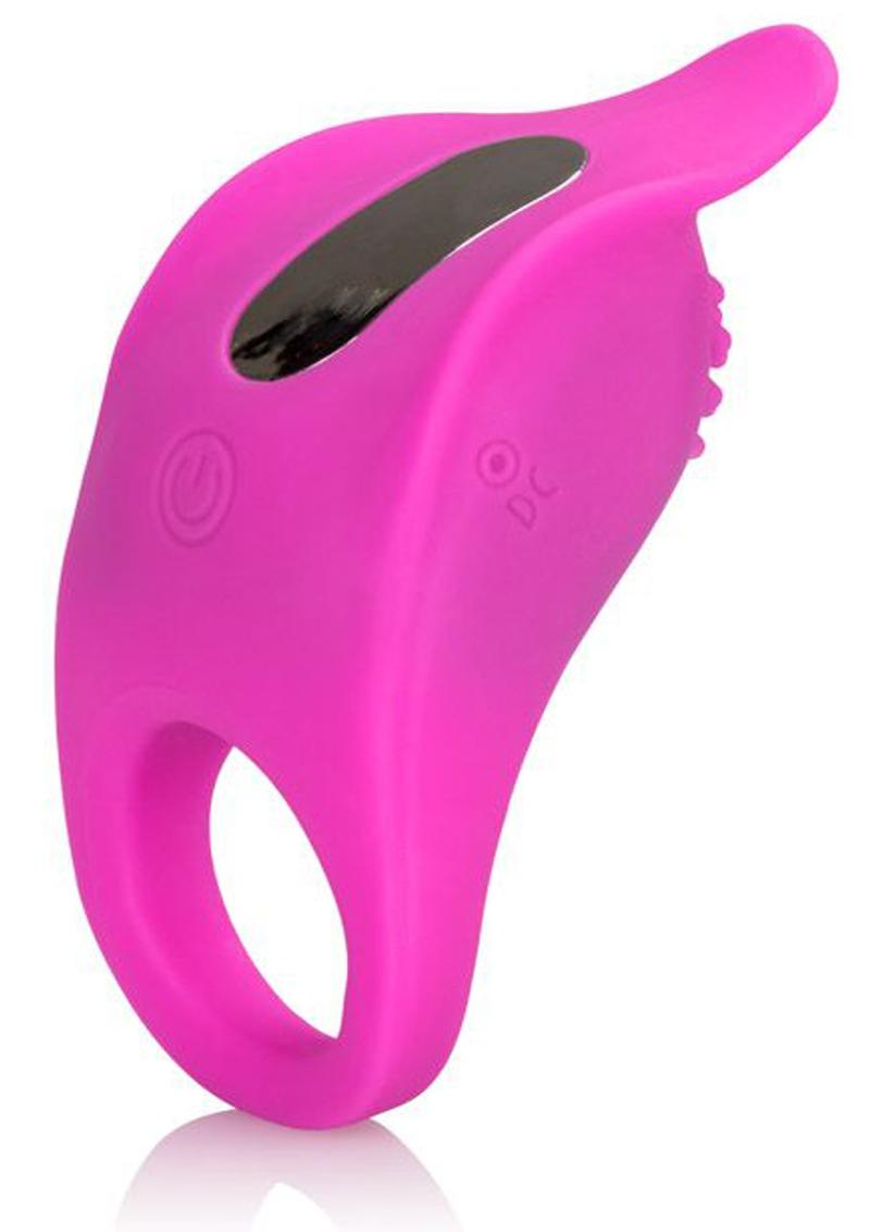 Silicone Rechargeable Teasing Enhancer Cockring Waterproof - Pink