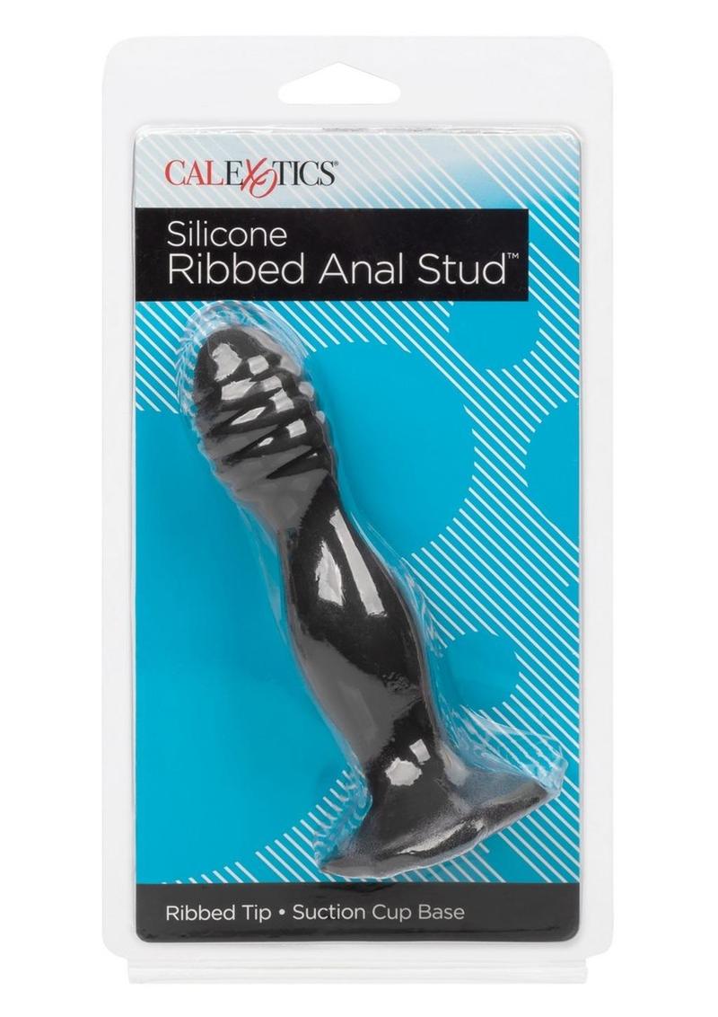 Silicone Ribbed Anal Stud - Black