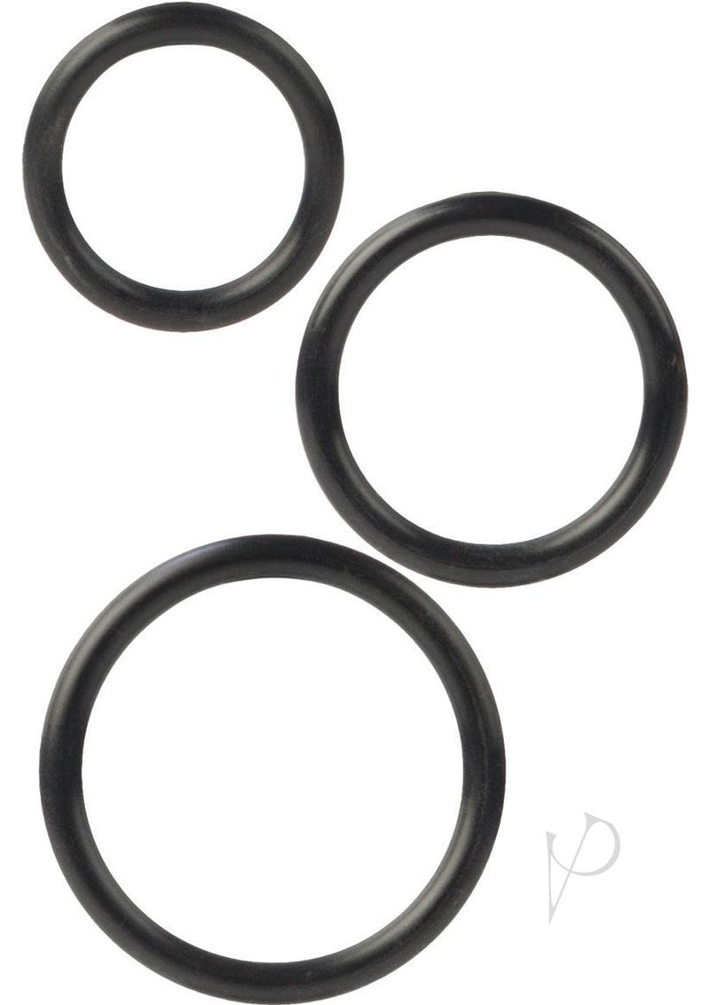 Silicone Support Rings Cock Rings - Black - 3 Piece Set