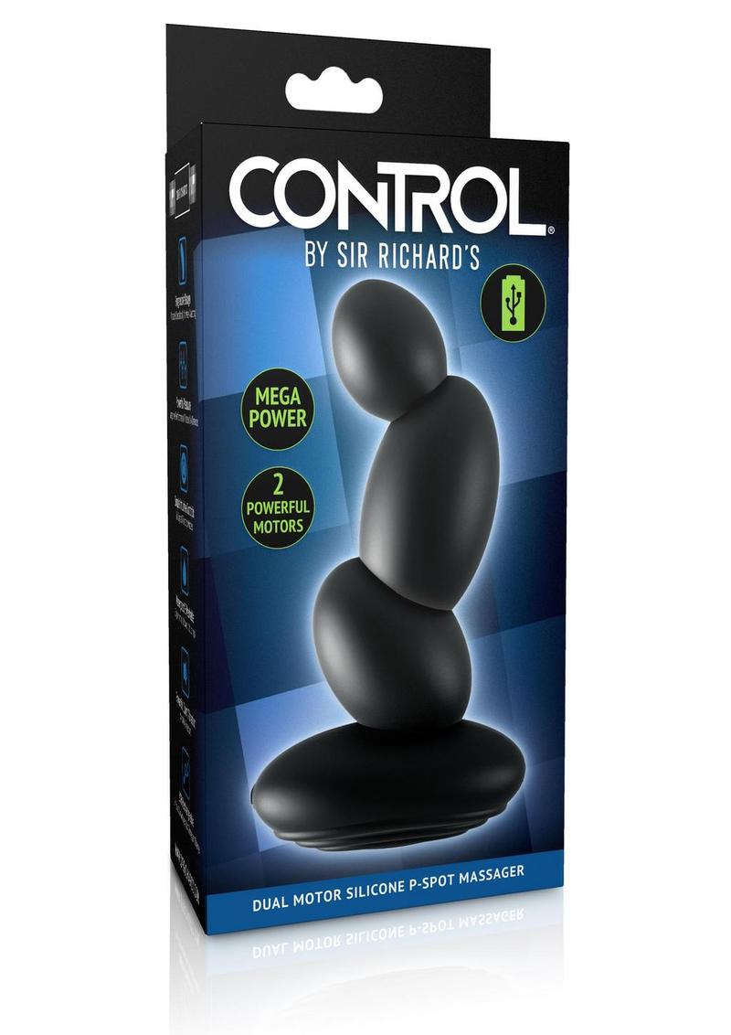 Sir Richard's Control Dual Motor Silicone Prostate Massager Rechargeable Vibrating - Black