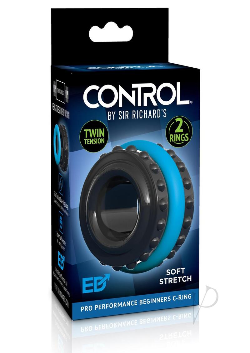 Sir Richard's Control Pro Performance Beginners Cock Ring - Black/Blue