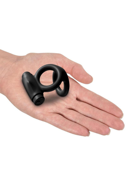 Sir Richard's Control Rechargeable Vibrating Silicone Cock and Ball Cock Ring - Black