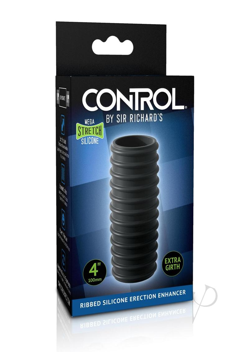 Sir Richard's Control Ribbed Silicone Erection Enhancer Sleeve - Black