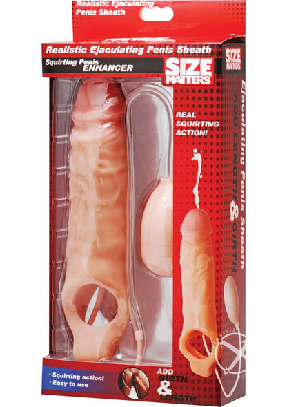 Size Matters Realistic Ejaculating Penis Enlargement Sheath - Vanilla