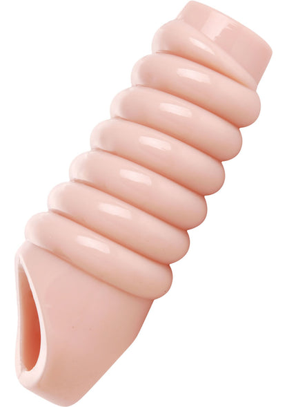 Size Matters Really Ample Ribbed Penis Enhancer Sheath - Vanilla