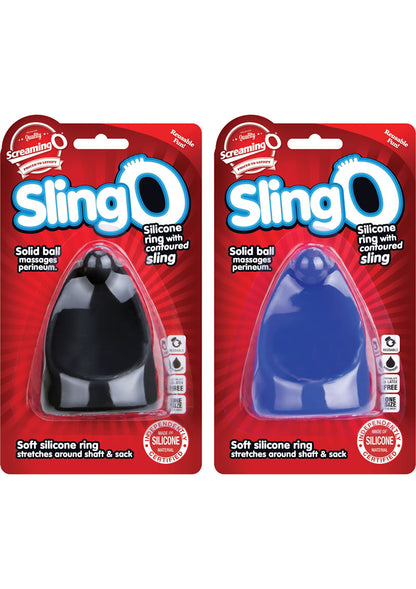 Sling O Silicone Ring with Contoured Sling Cock Rings Waterproof - Assorted Colors - 6 Each Per Box