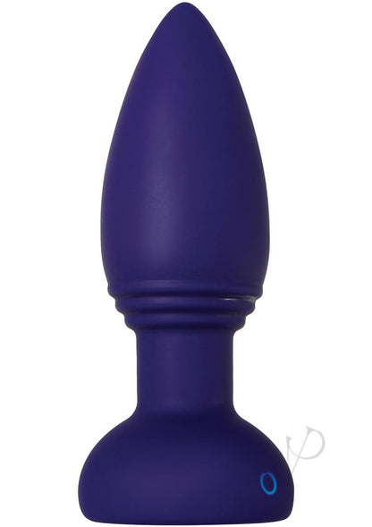 Smooshy Tooshy Rechargeable Silicone Anal Plug with Remote Control - Blue/Navy Blue