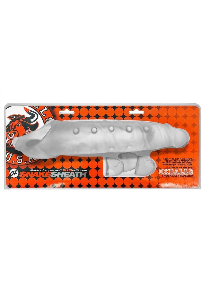 Snake Deep-Reacher Silicone Cocksheath - Clear/Clear Ice