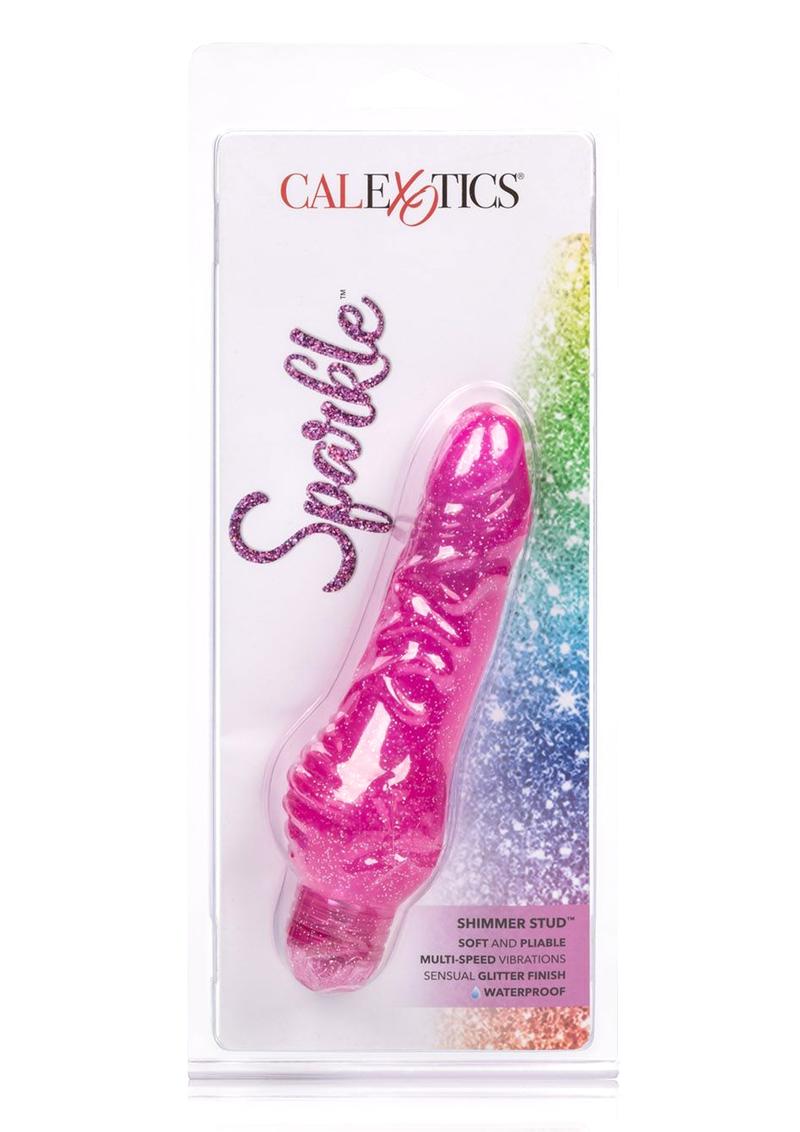 Sparkle Shimmer Stud Vibrator Waterproof - Purple - 5.5in