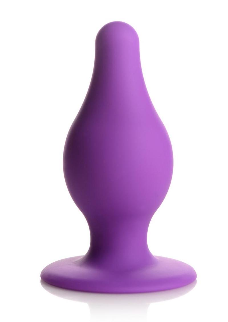 Squeeze-It Squeezable Silicone Tapered Anal Plug - Purple - Medium