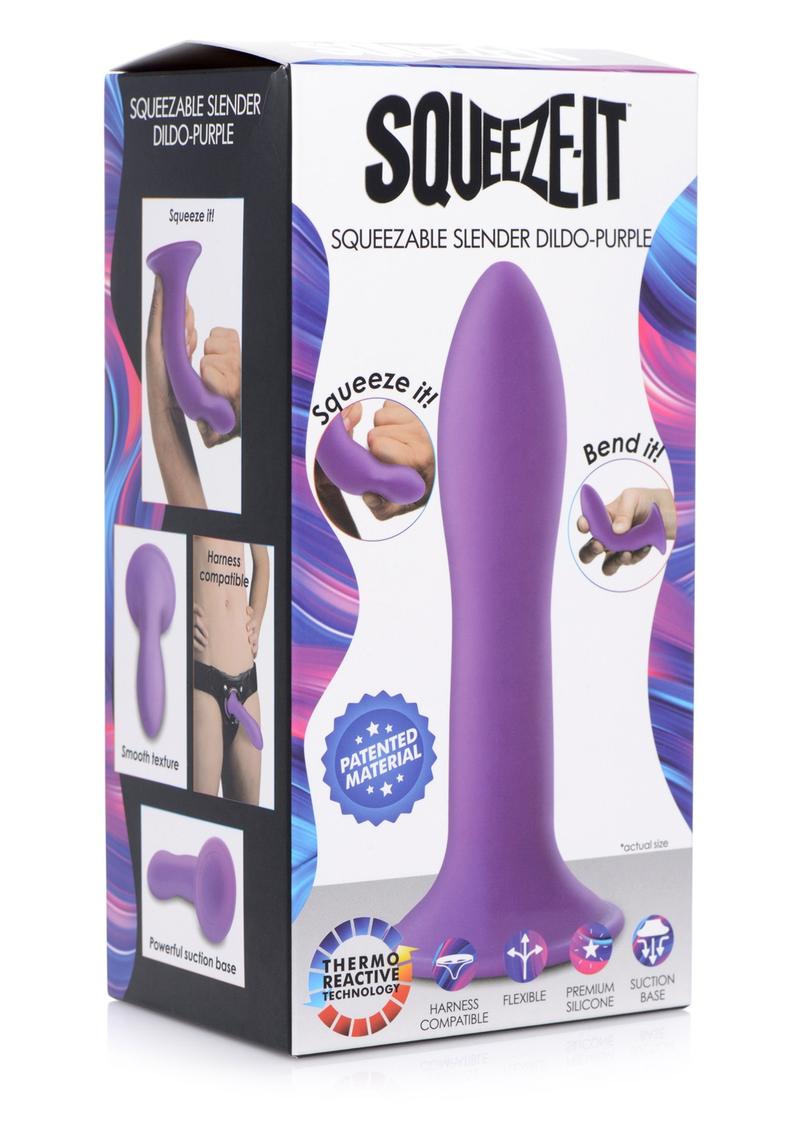 Squeeze-It Squeezable Slender Silicone Dildo - Purple - 5.3in