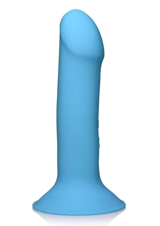 Squeeze-It Vibrating Squeezable Rechargeable Silicone Dildo - Blue