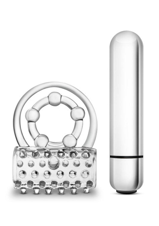 Stay Hard Vibrating Super Clitifier Cock Ring with Bullet - Clear