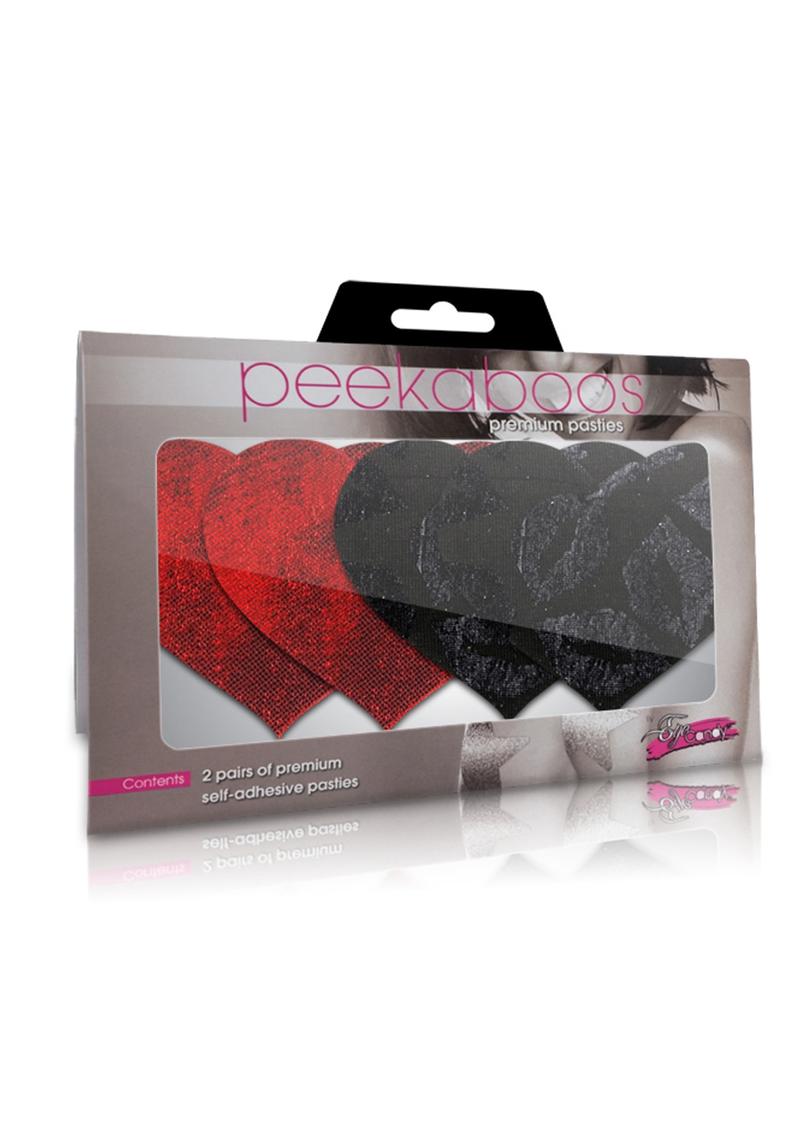 Stolen Kisses Hearts Pasties - Black/Red