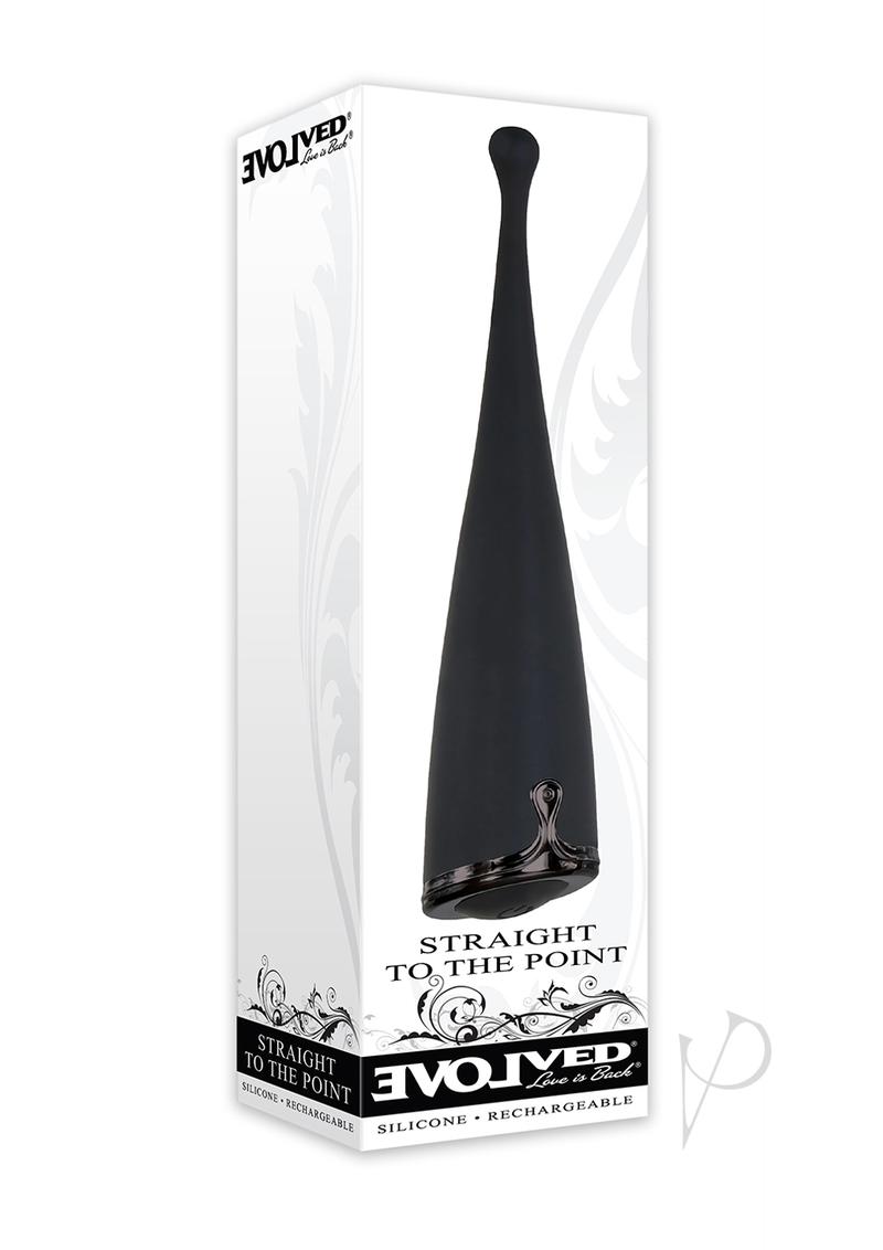 Straight to The Point Rechargeable Silicone Clitoral Stimulator Wand Massager - Black