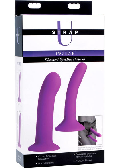 Strap U Incurve Silicone G-Spot Duo Dildo - Purple - Set