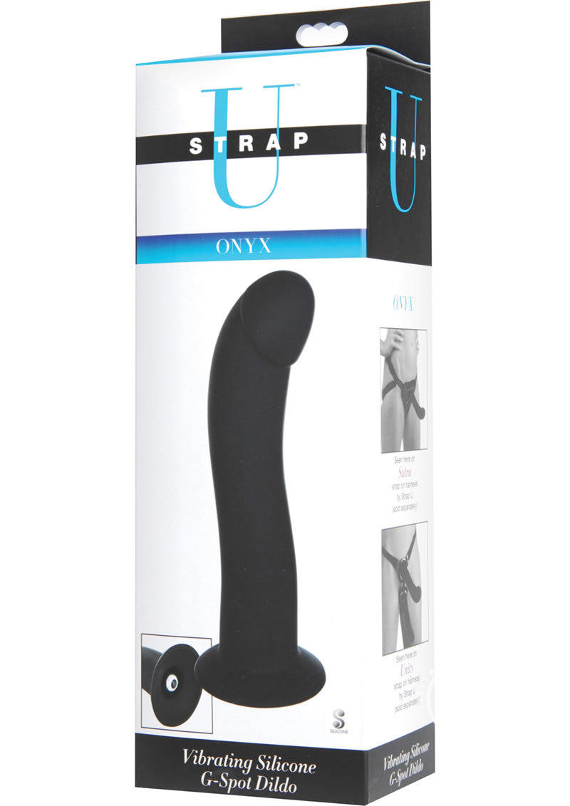 Strap U Onyx Vibrating Silicone G-Spot 7.5in Dildo - Black