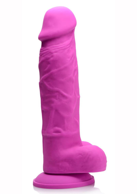 Strap U Power Pecker Silicone 7in Dildo with Balls - Pink