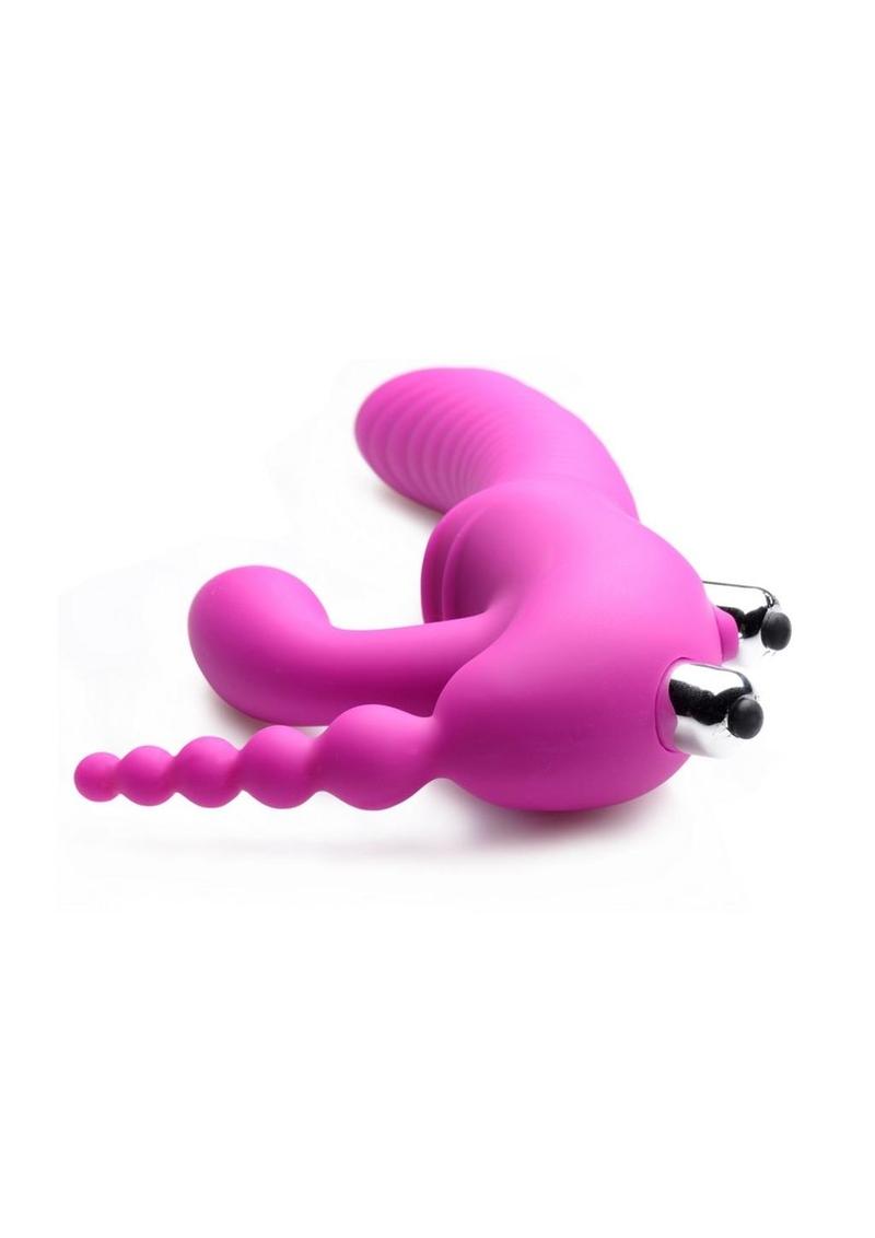 Strap U Regal Rider Vibrating Silicone Strapless Strap-On Triple G 6in Dildo