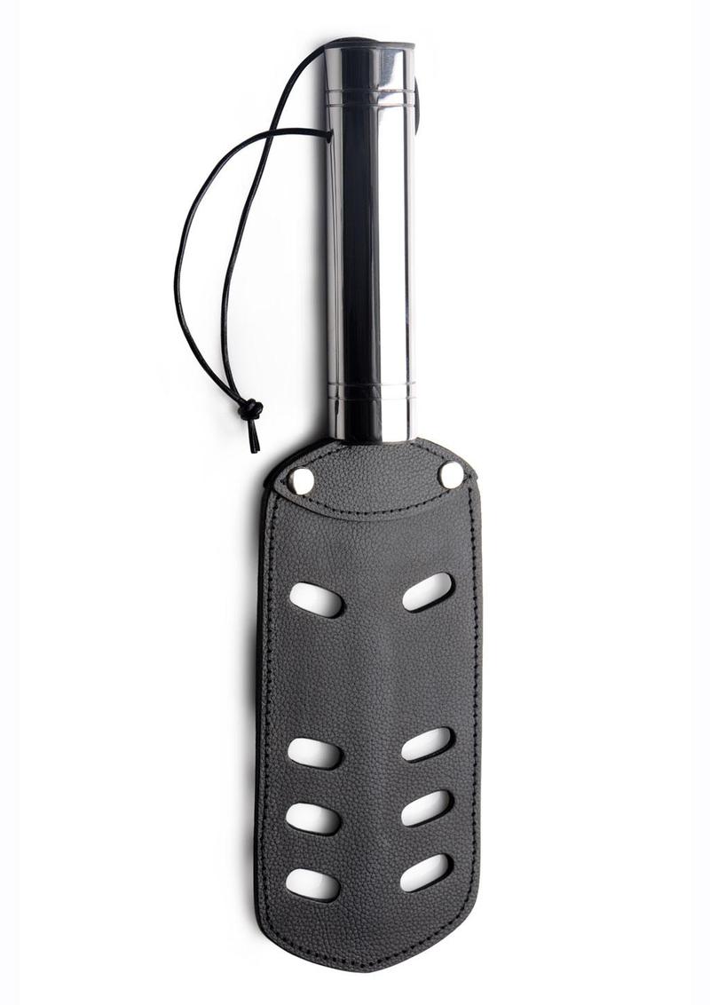 Strict Leather Paddle with Slots - Black