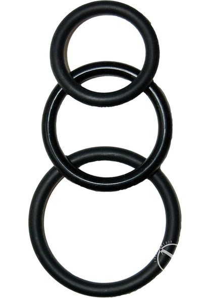 Super Silicone Cock Rings - Black - 3 Pack