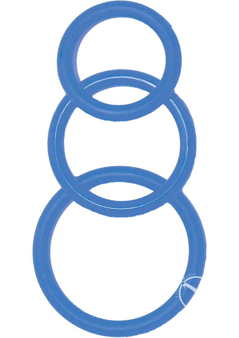 Super Silicone Cock Rings - Blue - 3 Pack