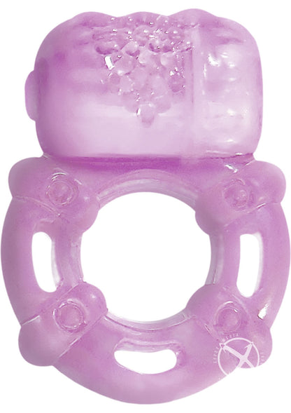 Super Stud Orgasmic Vibrating Silicone Cock Ring Waterproof - Purple