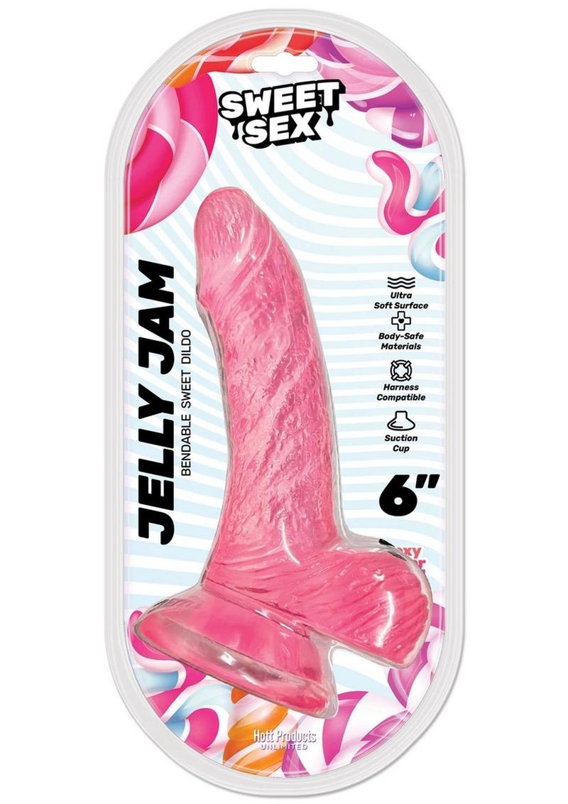 Sweet Sex Jelly Jam Silicone Dildo - Pink - 6in