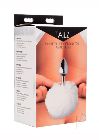 Tailz Fluffy Bunny Tail Anal Plug - Metal/White