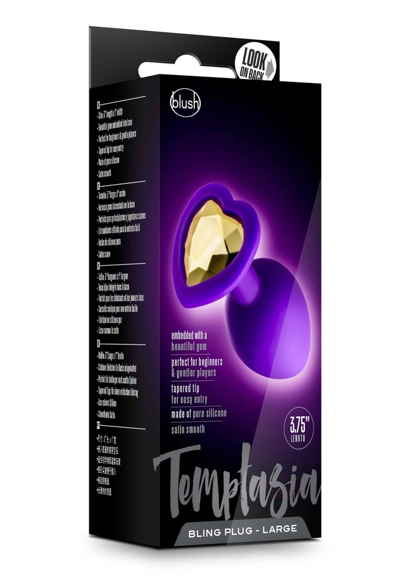 Temptasia Bling Silicone Anal Plug - Purple - Large - 3.75in