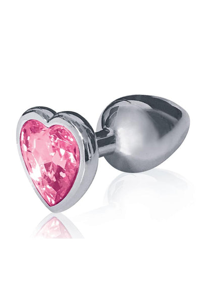 The 9's - The Silver Starter Bejeweled Heart Stainless Steel Plug - Pink