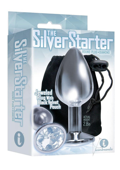 The 9's - The Silver Starter Bejeweled Stainless Steel Plug - Clear/Diamond