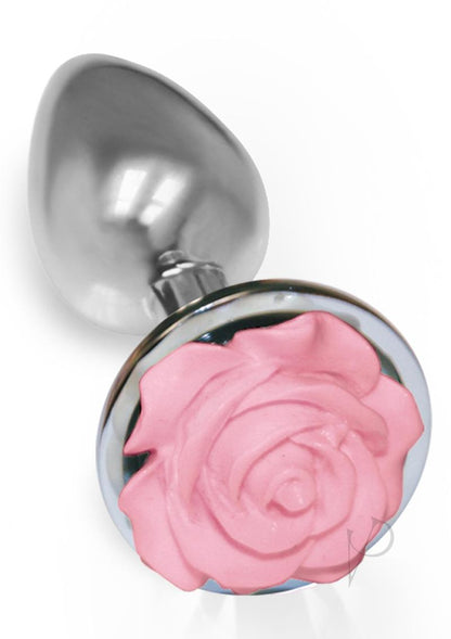 The 9's - The Silver Starter Rose Stainless Steel Butt Plug - Pink