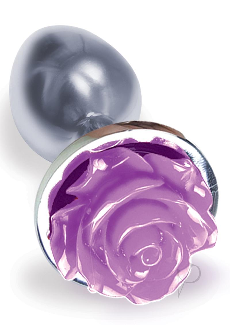 The 9's - The Silver Starter Rose Stainless Steel Butt Plug - Purple