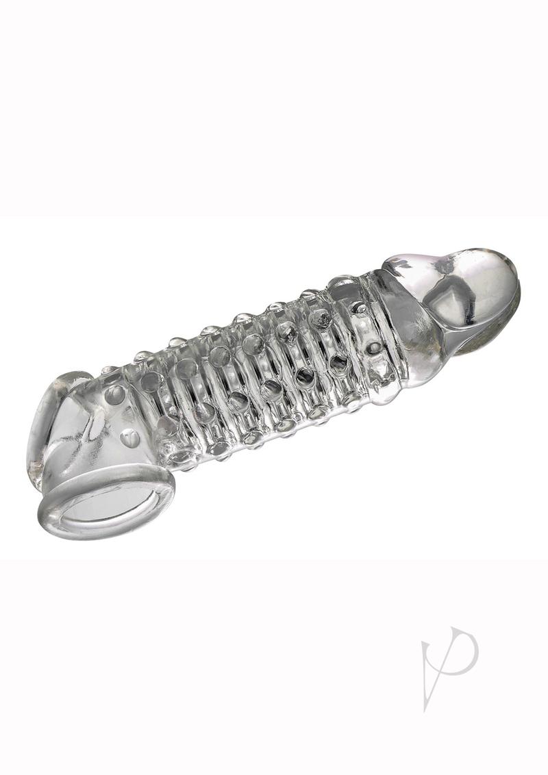 The 9's - Toppers Open Ended, Ribbed and Nubbed Penis Extender - Clear