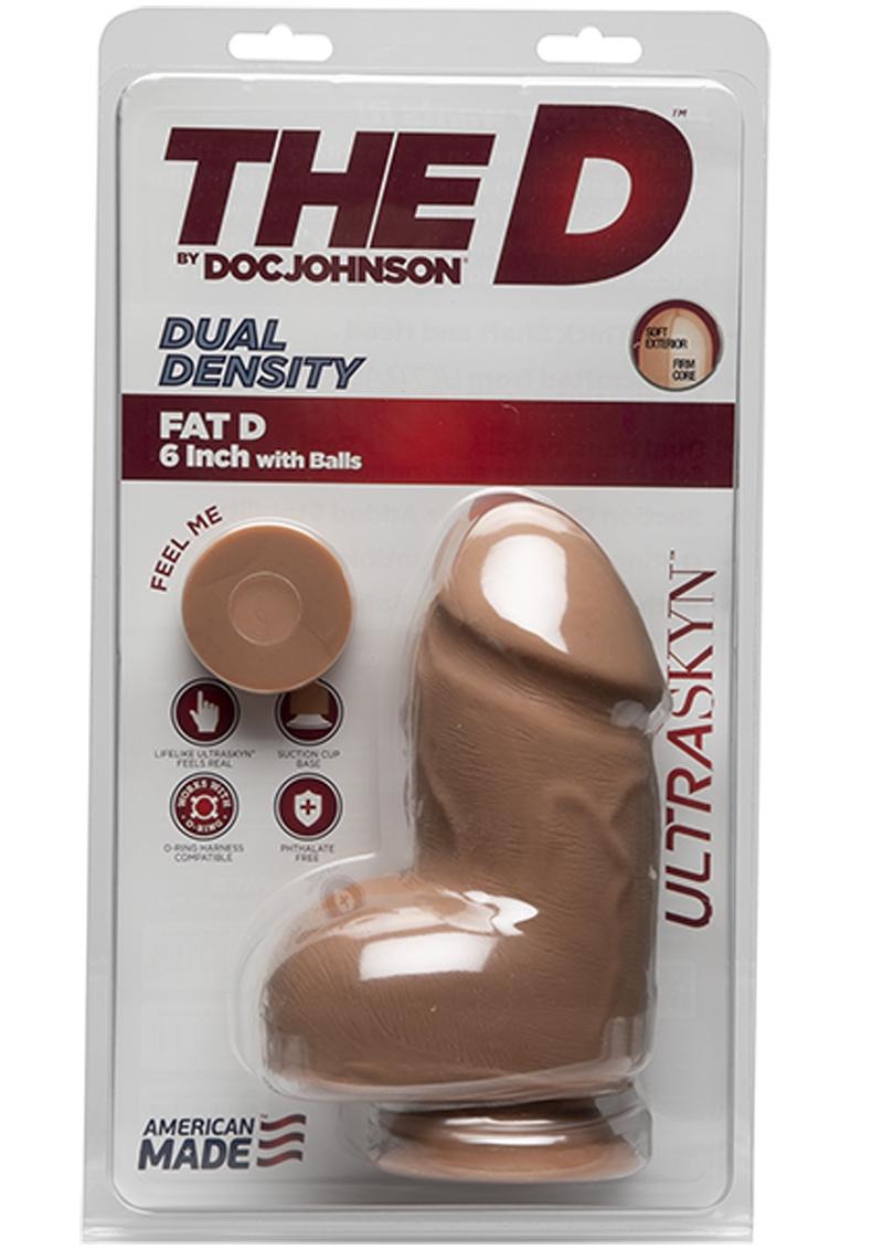 The D Fat D Ultraskyn Dildo with Balls - Caramel - 6in