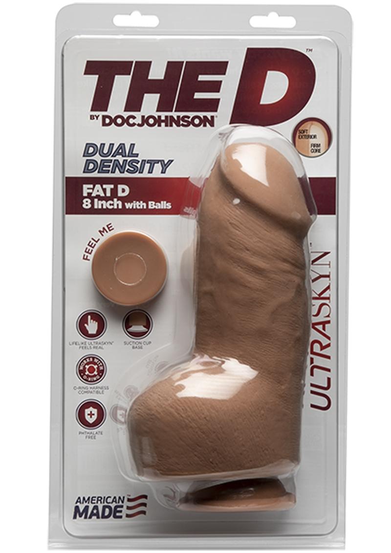 The D Fat D Ultraskyn Dildo with Balls - Caramel - 8in