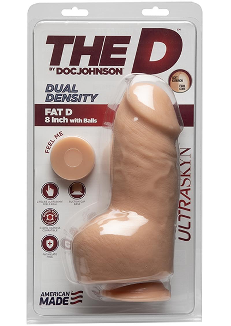 The D Fat D Ultraskyn Dildo with Balls - Vanilla - 8in